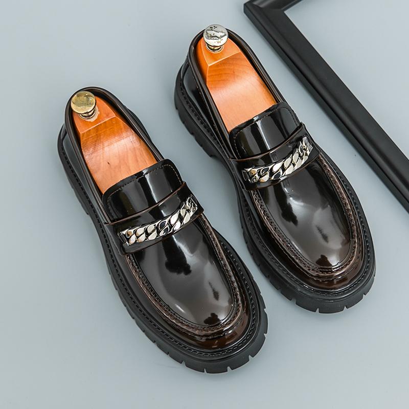 Fashion Hot Selling Men's Shiny Leather Shoes Europe America Thick Soled Height Increasing Banquet Formal Shoes Men's Business Shoes