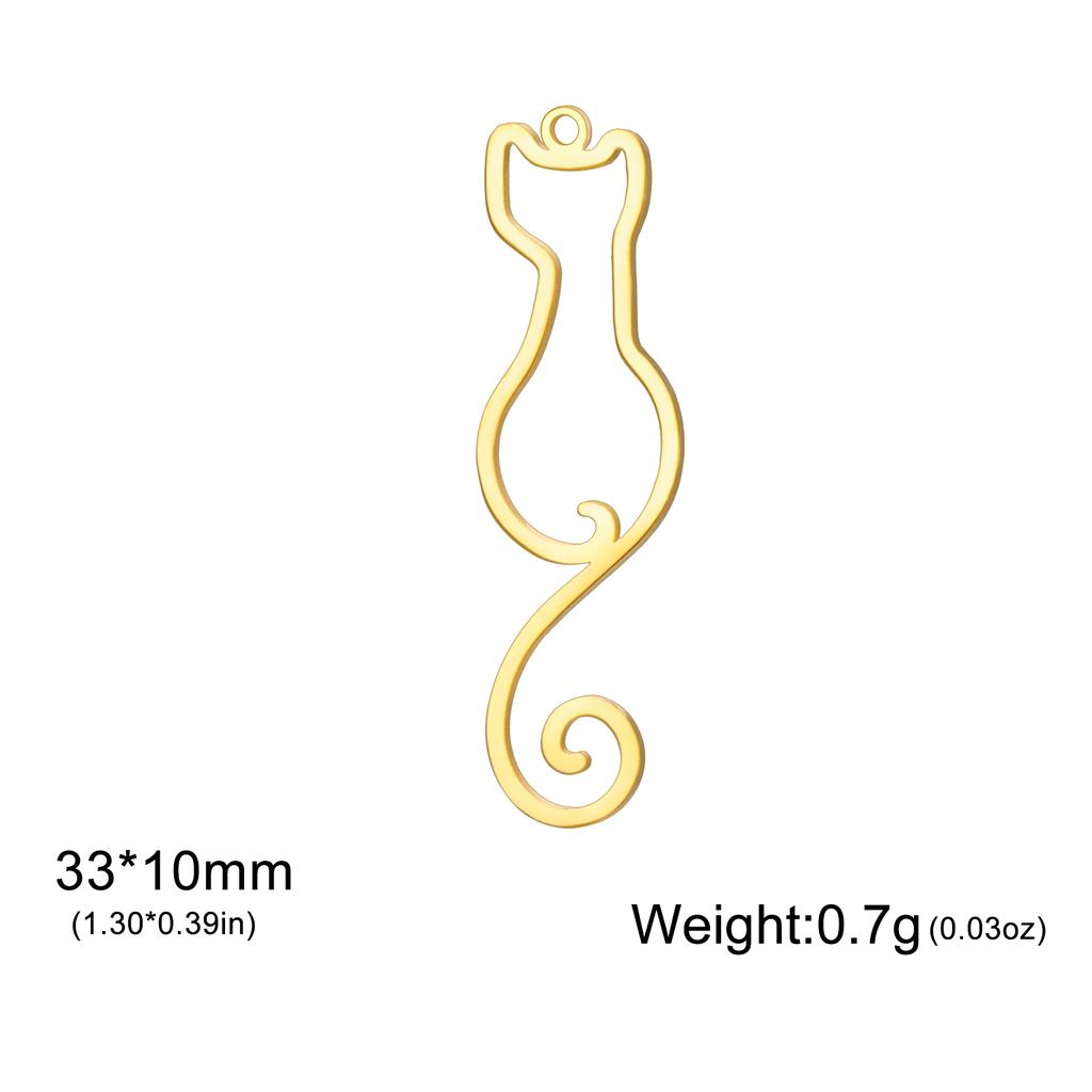 Teamer 3pcs/lot Pet Cat Pendant Gold Color Stainless Steel Kitten Animal Charms for Necklaces Earrings Jewelry Making Wholesale