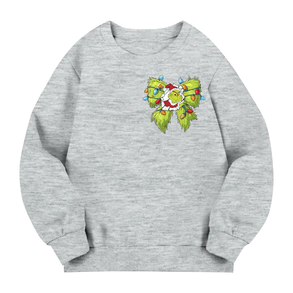 Kids' Long Sleeve Loose Pullover Letter Printed Round Neck Sweatshirt