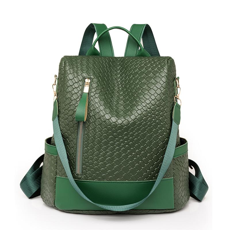 

Женский рюкзак для отдыха из мягкой кожи, большой вместительный рюкзак для путешествий на открытом воздухе зелёный