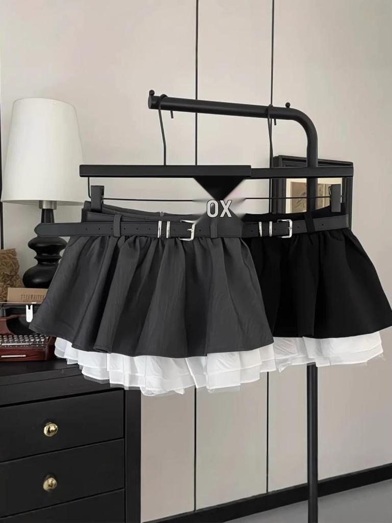 Retro High-Waist A-line Skirt with Anti-Exposure Lining