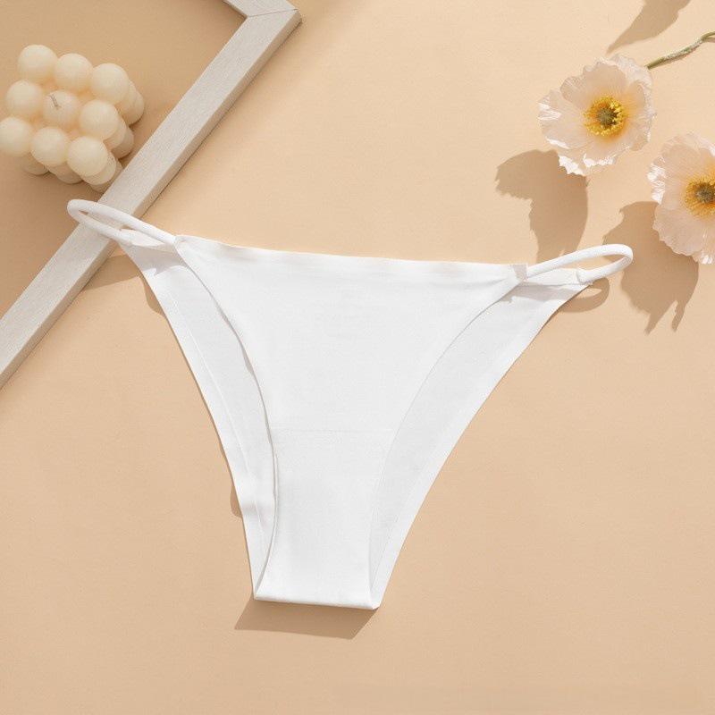 Europäischer & Amerikanischer Niedrig taillierter Klebeband Bikini-Tanga - Nahtloser Schnelltrocknender Eis-Seidenstoff mit Baumwollzwickel