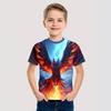 Boys' Short-Sleeved 3D Digital Print Casual T-Shirt with Eagle Design