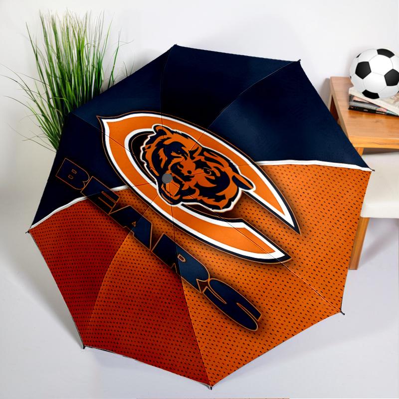 Chicago Bears Logo Umbrella - Automatic Open/Close, Compact 8-Rib Lightweight Umbrella Essential for outdoorPicnic Accessory Fan Gifts
