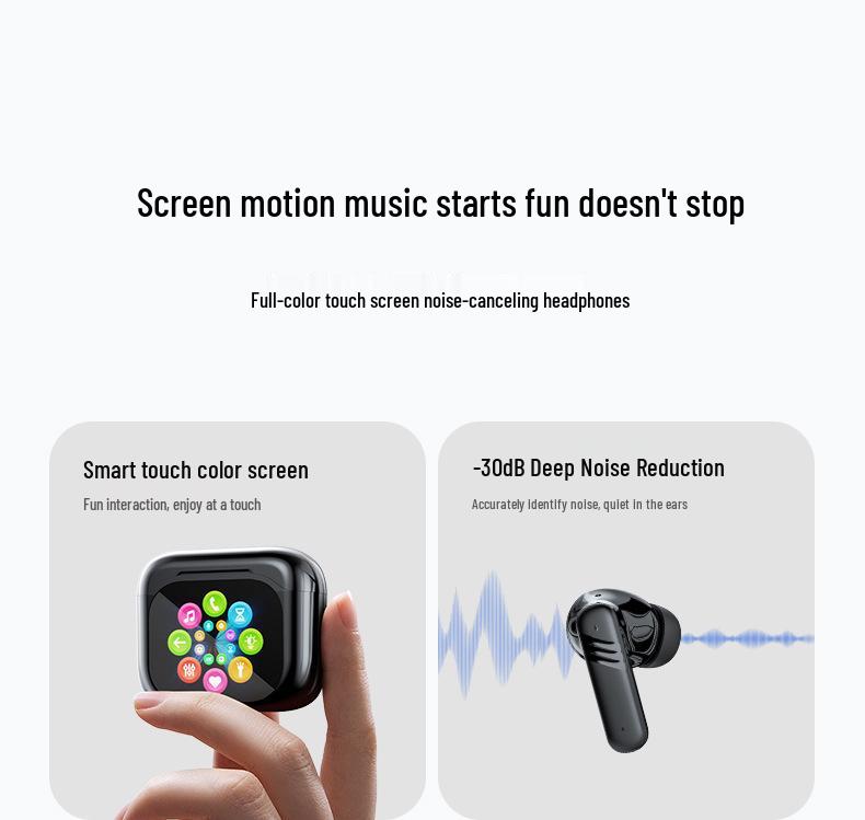 Long-lasting Wireless Bluetooth Noise-Canceling Headphones with Smart Color Screen, Comfortably Wearable for Extended Periods