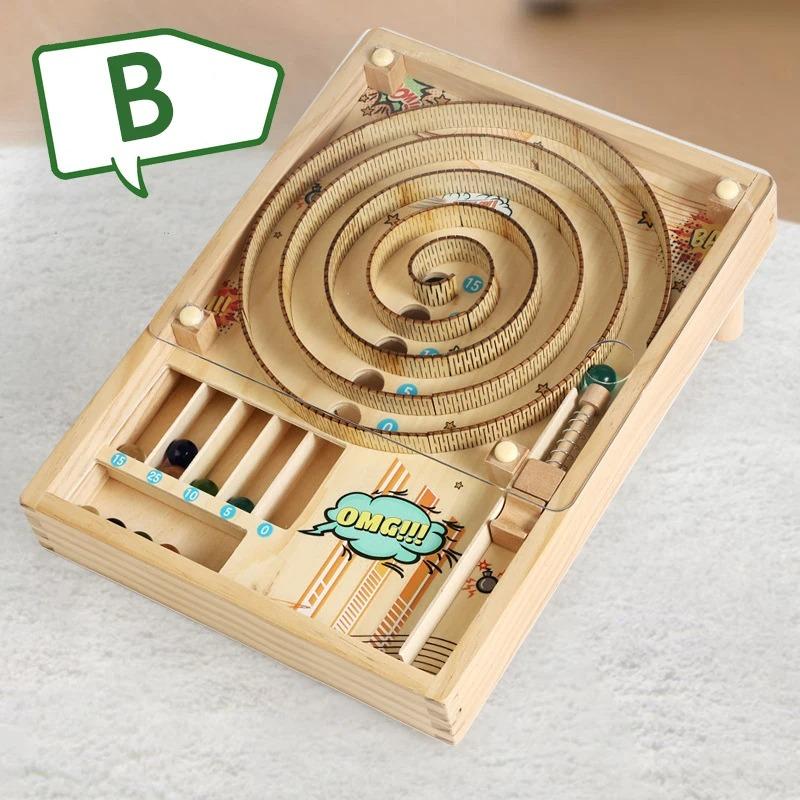 Wooden Pinball Machine Board Games Flipper Automat Mini Pinball Brain Teaser Pinball Table Game Party Social Adult Kids Toy Gift