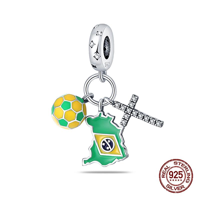 Copper Color Basketball Football Badminton Sports Series Charms Beads Fit Pandach Original Bracelets Diy Jewelry Gifts