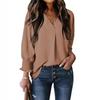 New Autumnal and Winter Women's V-neck Casual Long-sleeved Loose Shirt Top Blouse T-shirt