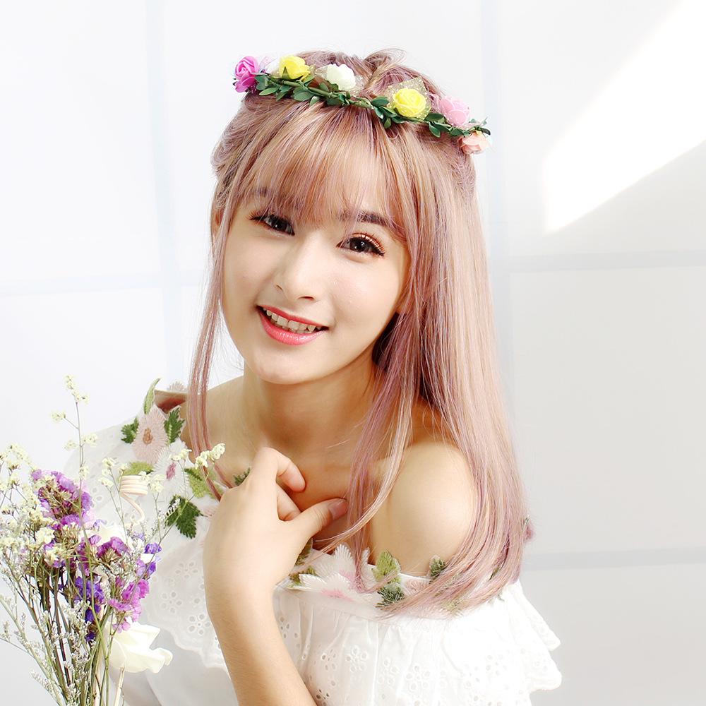 Korean Long Straight Wig with Air Bangs and Inward Buckle for Round Faces