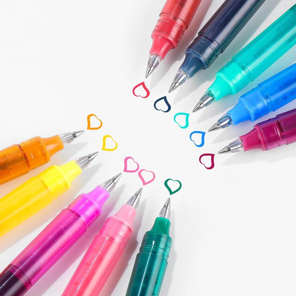 USUAL Gel Pens 24 Colored Gel Ink Pens 0.5mm Liquid Ink Rollerball Pen Cute Fine Point Smooth Writing Quick-Drawing Pen for Journaling Back-to-School