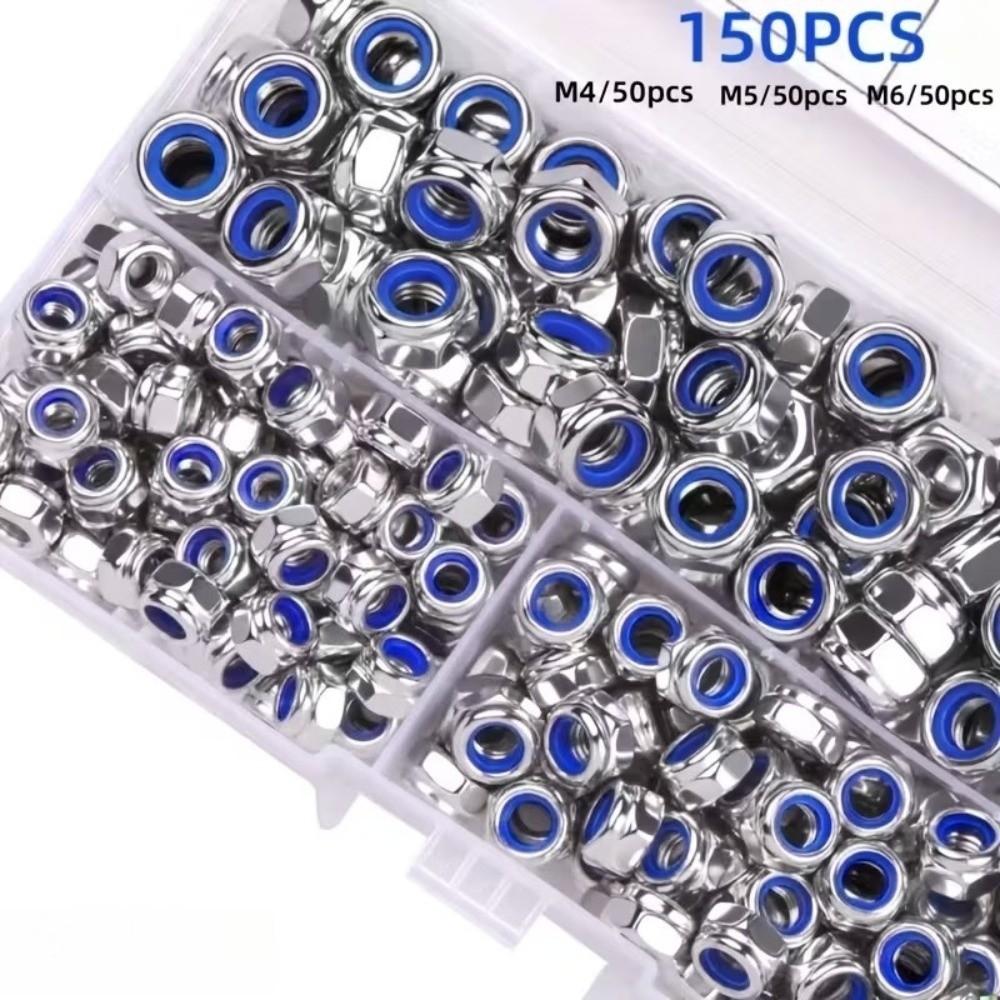 High Strength Nylon Locknuts Corrosion Resistant Full-Thread Anti-Lock Nuts  Electronics 150pcs