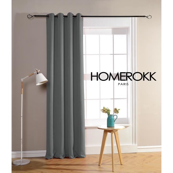 Rideau Opaque - HOMEROKK - 140 x 260cm - 100% Polyester - 8 Œillets - Gris Anthracite