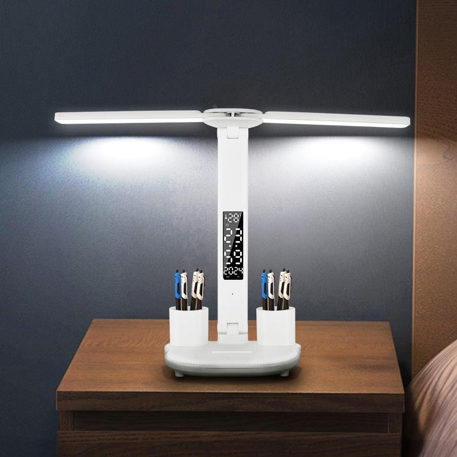 Lampă de birou cu LED, 3 niveluri, cu reglare tactilă, lumină de noapte, reîncărcabilă prin USB, protecție ochilor, lampă de masă pliabilă pentru dormitor, noptiera