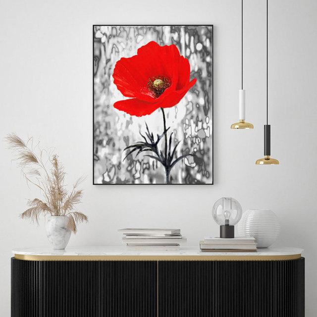 Modern Abstract Art Red Poppy Oil Painting Print On Canvas Flower Canvas Posters and Prints for Living Room Bedroom Decor Quadro