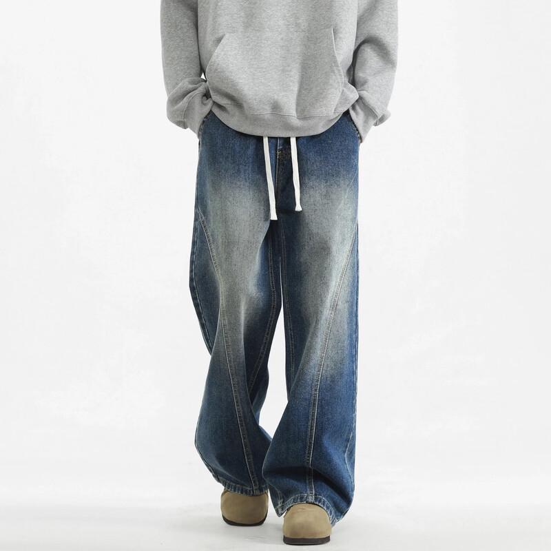 NASA NOAH Men's American Retro Loose Straight-Leg Jeans
