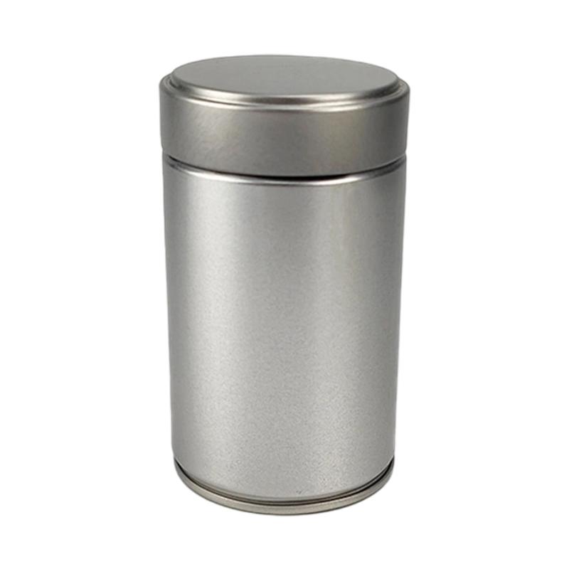 Fitted-Lid Tea Powder Storage Tin, Cylindrical Tinplate Canister for Organizing Tea Leaves, Spices, and Sugar Packets