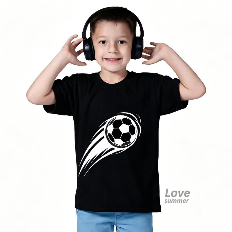 

Football&birthday Print Kid T-shirt Casual Short Sleeve Child Tshirt Fashion Round Neck Child Tee Top Summer Clothes 100