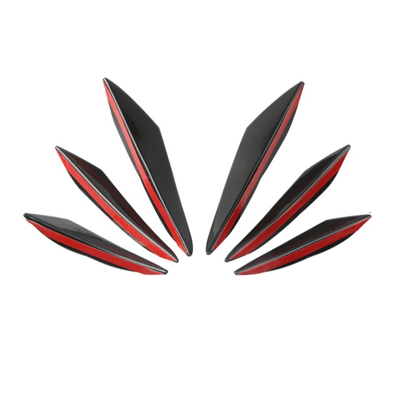 6Pcs/set Universal Car Spoiler Canards Fit Black Carbon Front Bumper Lip Splitter Fin Air Flying Spoiler Auto Body Kit Accessory