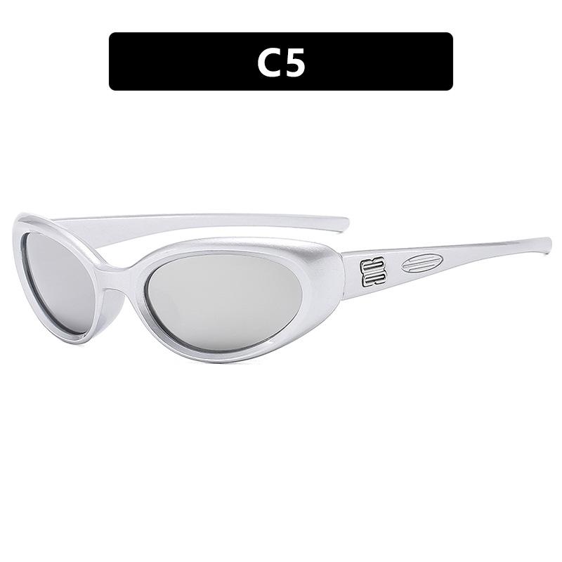 

Fashion Candy Colour Retro Cat Eye Oval Sunglasses Black Small Frame Y2K UV Protective Sunglasses Outdoor Outing Party Glasses