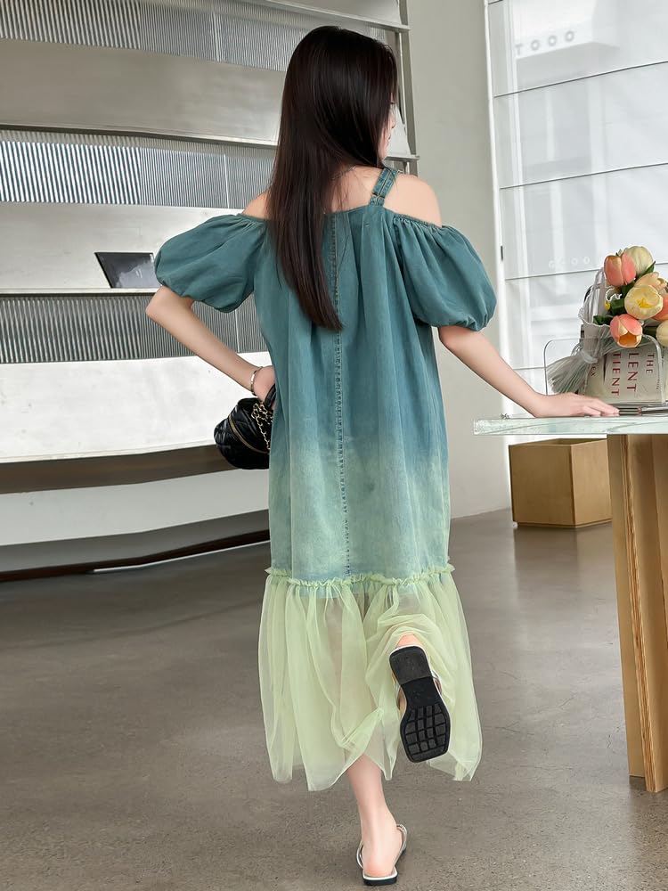 KOSIKINI Summer Short Suitable for and Junior High School and Cute Korean Korean Summer Cute Korean Kids Girls' Dress, Sleeve, Elementary,