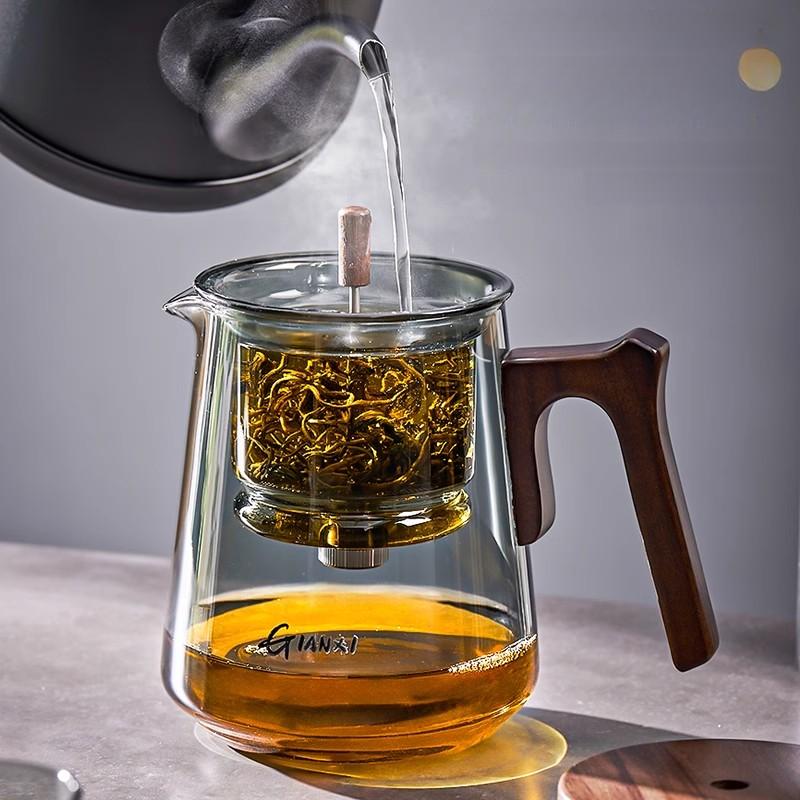 GIANXI Chinese Kung Fu Lift-style Tea Pot Flowing Cup 840ML Glass Teapot Home Personal Tea Separation One Click Filter Tea Set