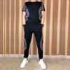 Trendy elastic thin sportswear men's suit summer nine-point pants vitality