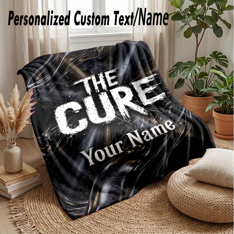 The Cure Custom Flannel Throw Blanket Print Your Name Text Soft Warm Blanket Holiday Present
