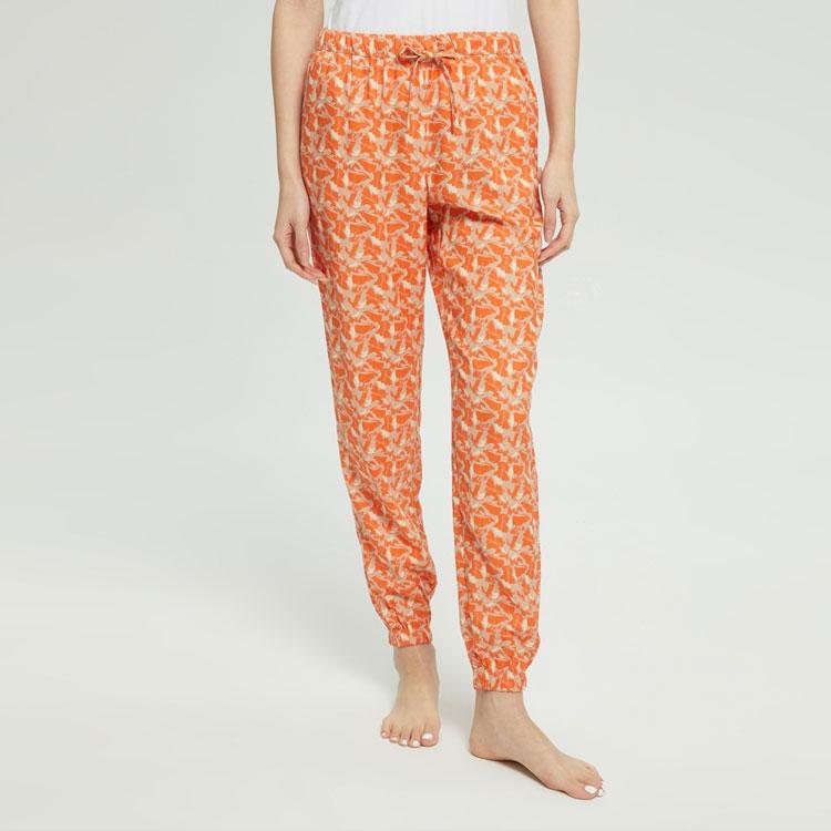 Calvin Klein Comfortable Breathable Drawstring Cuffed Floral Print Lounge Pants Women Bottoms Orange QS6027-1