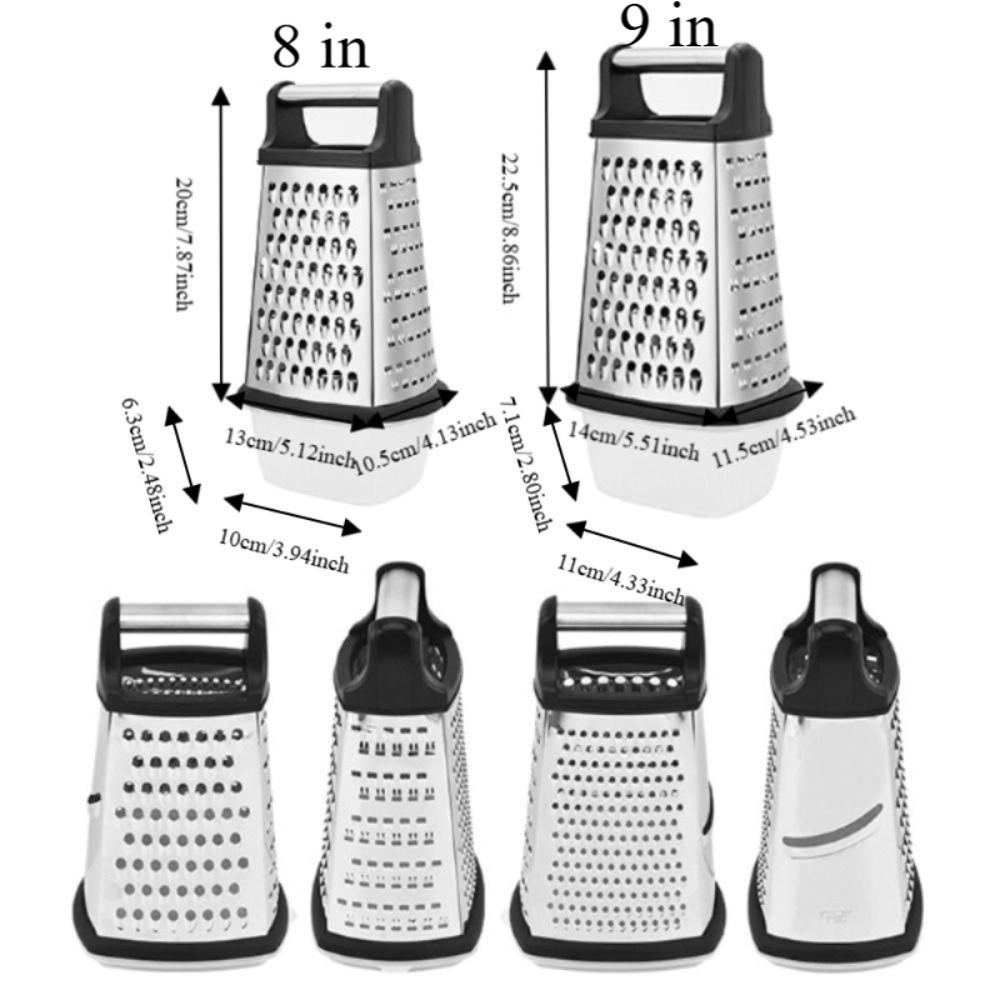 Stainless Steel Multi-functional Four-side Grater with Storage Box Non-slip Base Vegetable Slicer Upright Vertical Planer Carrot