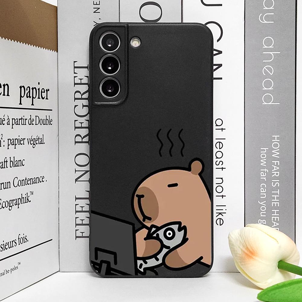 Custodia per Telefono Capibara Carino per Samsung Galaxy S22 S23 S24 S25 edge Ultra S20 Plus S21 FE 5G Cover Morbida Coppia di Animali Divertente Fundas