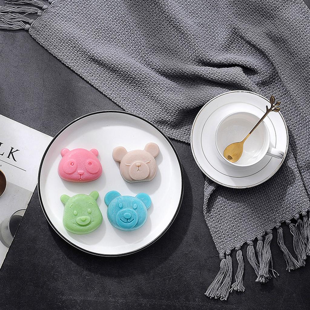 4 Cavities Fondant Moulds Silicone Chocolate Molds Candy Mould Bear Shaped for Birthday Party Cake Decorations Cupcake