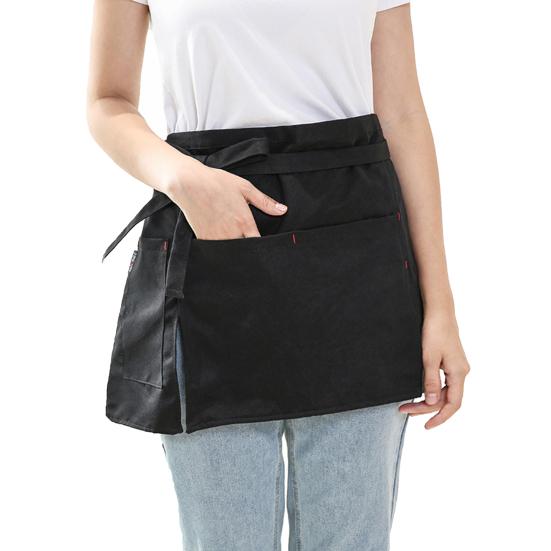 

Short Half Apron Creative Fashion Soft Pub Apron with Front Pocket for Kitchen чёрный
