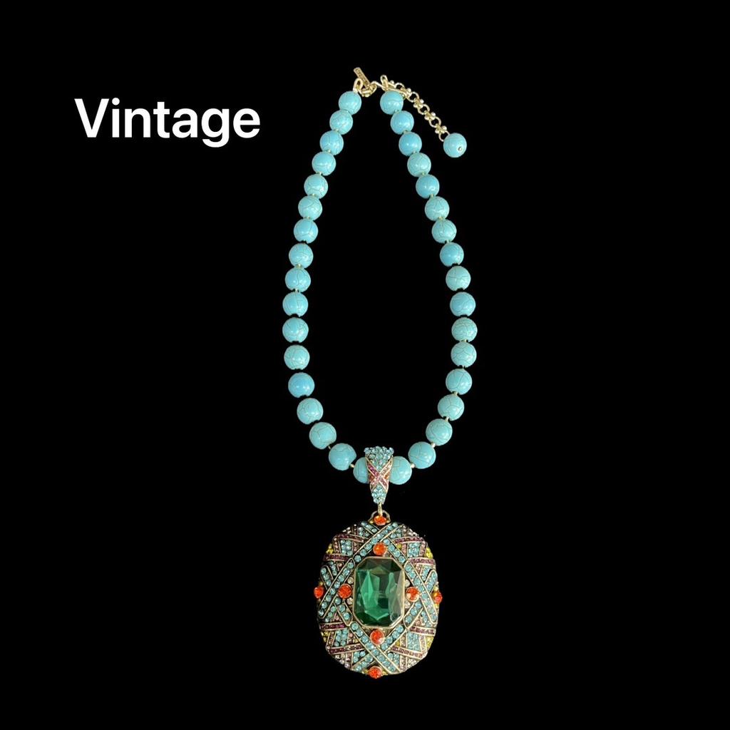 Vintage Mid-Ancient Fashionable All-Match Necklace Handmade Full Diamond Inlaid Heavy Industry Vintage Sweater Necklace