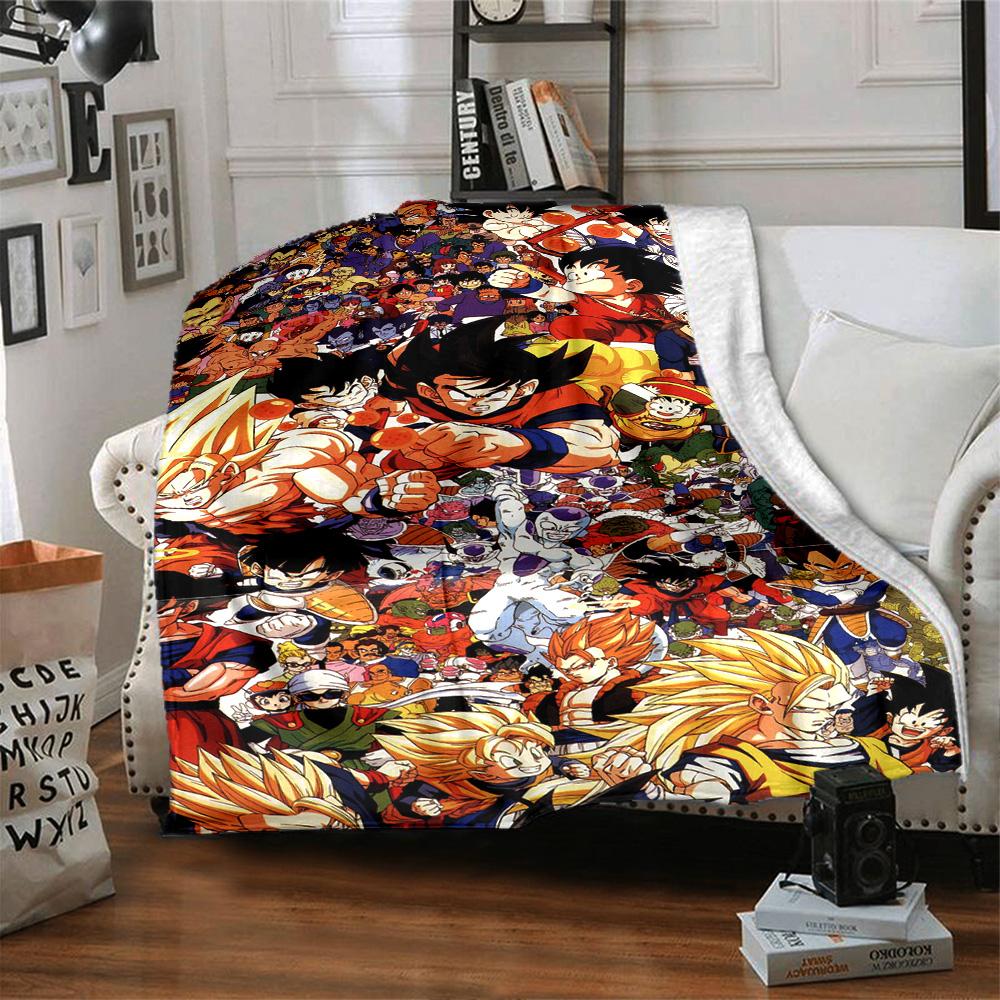 Dragon Ball Heroes Collage Flannel Blanket Super Soft Warm Cozy Blanket For Sofa Bed Office Travel Allseason Home Decor Gift