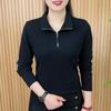 Women's Elegant Slimming Fashionable Casual Sporty Half-Zip Long-Sleeve Shirt Top for Spring