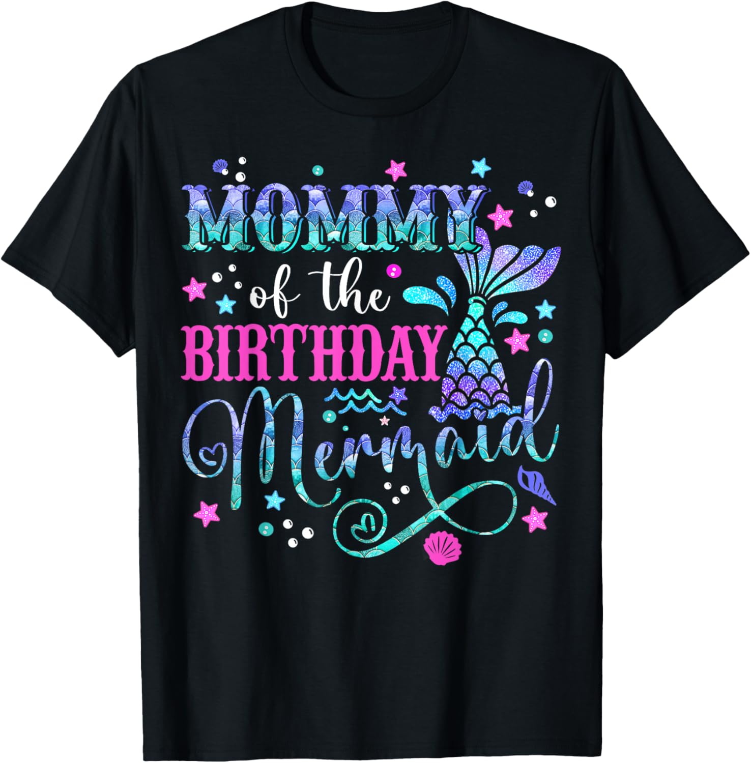 Mommy of The Birthday Mermaid Girl Bday Party Squad Family T-Shirt S разноцветный