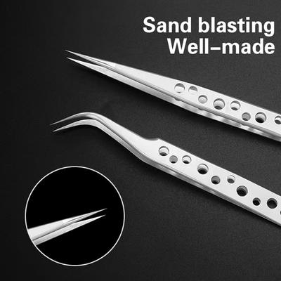 2 Stück Industrielle Pinzetten Elektronik Antistatisch Gebogene Gerade Spitze Präzision Edelstahl DIY Handwerkzeugsets Pinzetten Telefonreparatur