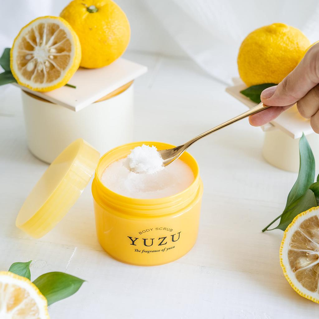 Daily Aroma Kochi Prefecture YUZU Body Scrub Made in Japan with Yuzu Essential Citrus Moisturizing Body and Natural Salt for a Moisturizing Massage