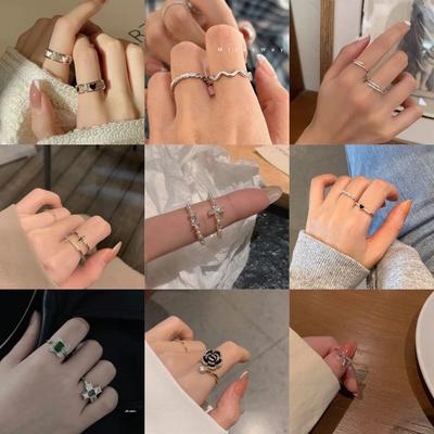 Pearl Zircon Ring, Female Niche Design, Personalized Versatile Index Finger Ring Stacking, Wearing Index Finger Ring Opening Adjustable