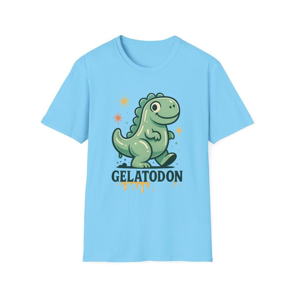

Unisex Softstyle T-Shirt Playful Gelatin Dinosaur Funny Cartoon Pun 4XL