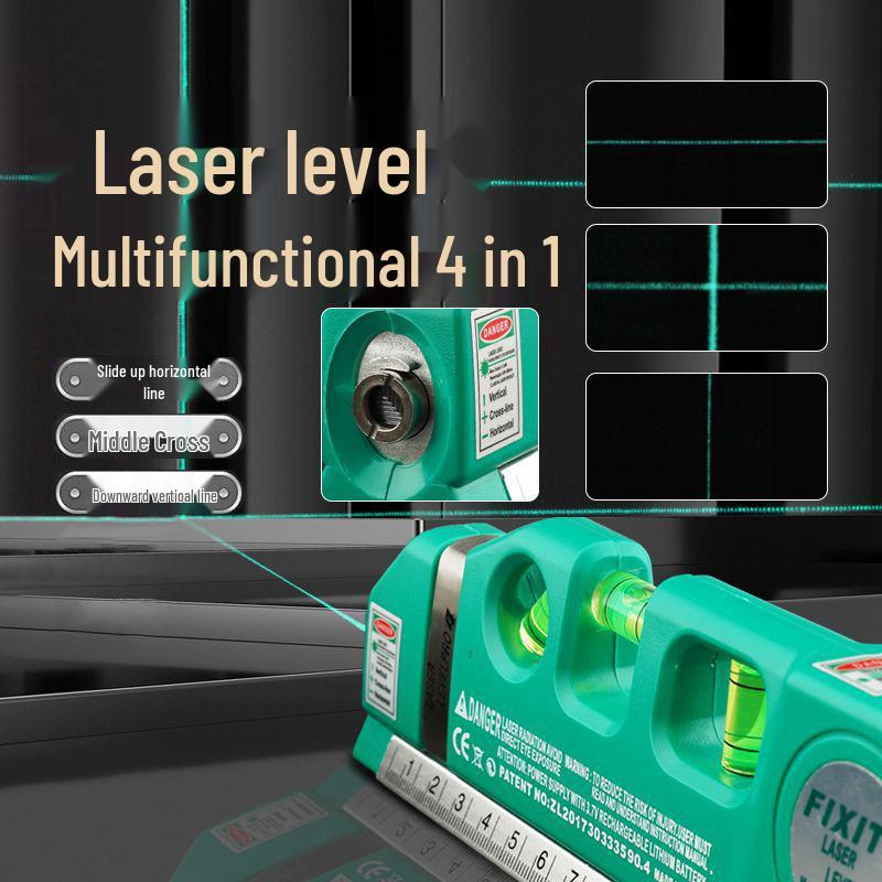 Rechargeable Three-in-One Laser Level with Spirit Level and Tape Measure