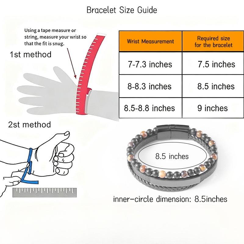 Handmade Multi-layer Leather Bracelet - Retro Electroplated Stainless Steel Clasp Wristband - Tiger-eye Stone Leather Rope Bracelet