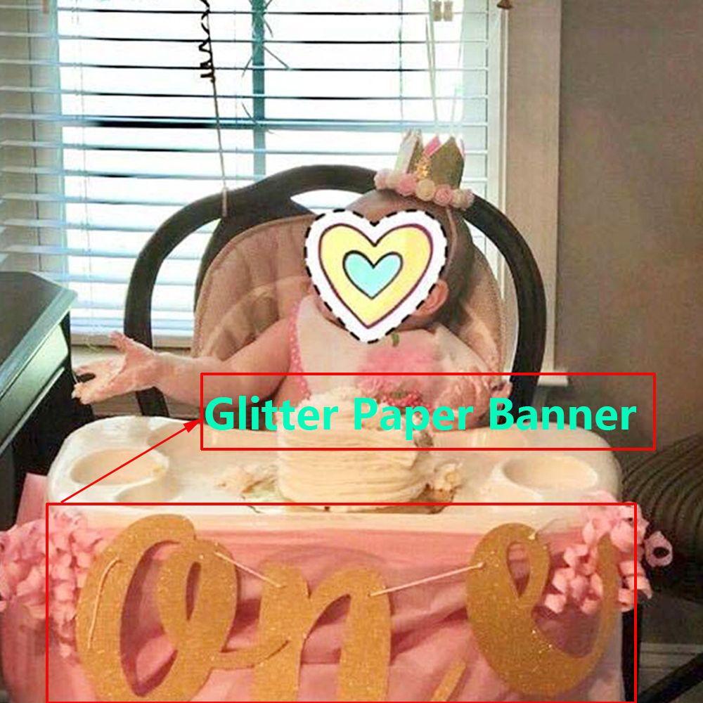 Prince Princess ONE Photo Prop 1st Birthday Party Decor Garlands Hanging Flag Bunting Banner