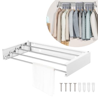 Secador de Roupas de Aço Inoxidável Montado na Parede Dobrável Invisível Cabide de Roupas Secador Retrátil Fácil de Usar para Casa