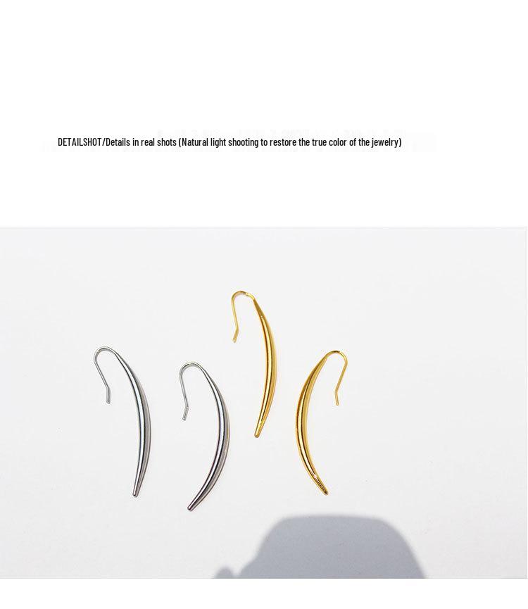 Gold-Plated European & American Crescent Line Earrings 379 - Bold and Trendy Personality Accessory