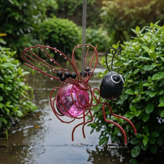 Solar Hängende Bienenleuchte Outdoor Metall Bienenfigur Gartendekoration Wasserdicht Solarbetrieben Biene