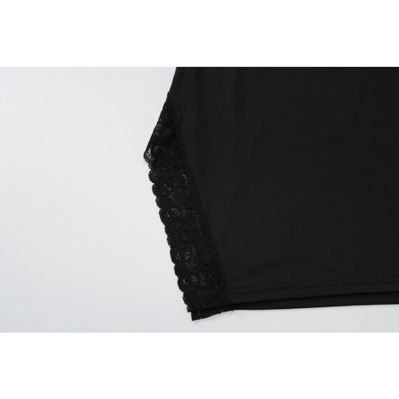 Sexy Women's Lace Edge Halter Dress Sleeveless Slim Split Short Dress