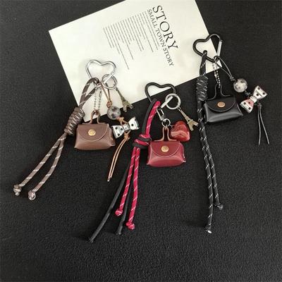 Piccola Borsa in Pelle Stile Miu con Portachiavi Fascino Fiocco Torre Eiffel