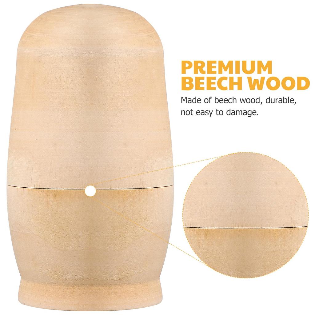 Iplusmile Matrjoschka-Puppen aus Holz, 5er-Set, Unbemaltes weißes Holz, Ineinander steckbar, Heimdekoration, Ornament, Geschenk