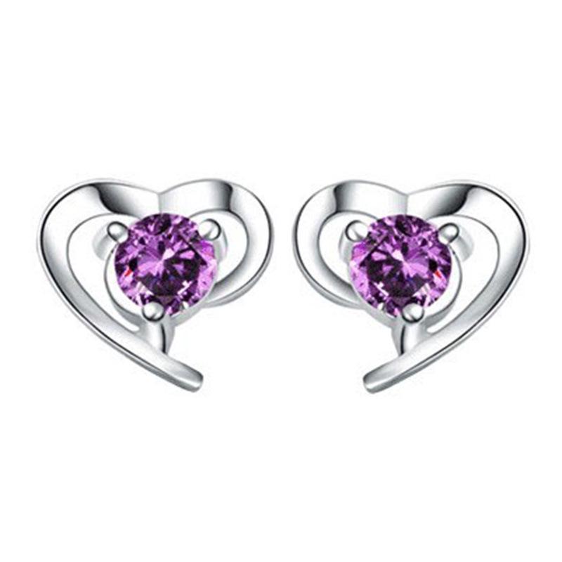 Korean Style Heart-shaped Silver-plated Earrings for Women - Fashionable European and American Jewelry